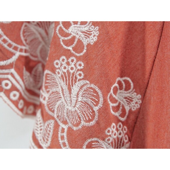 Fever Women's Blouse Rayon‎ Large On-Off Shoulder Top Embroidered Eyelet Trim - Picture 3 of 8